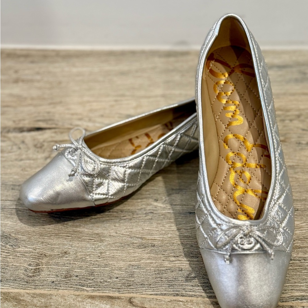 Sam Edelman Silver Quilted Ballet Flats Size 6.5